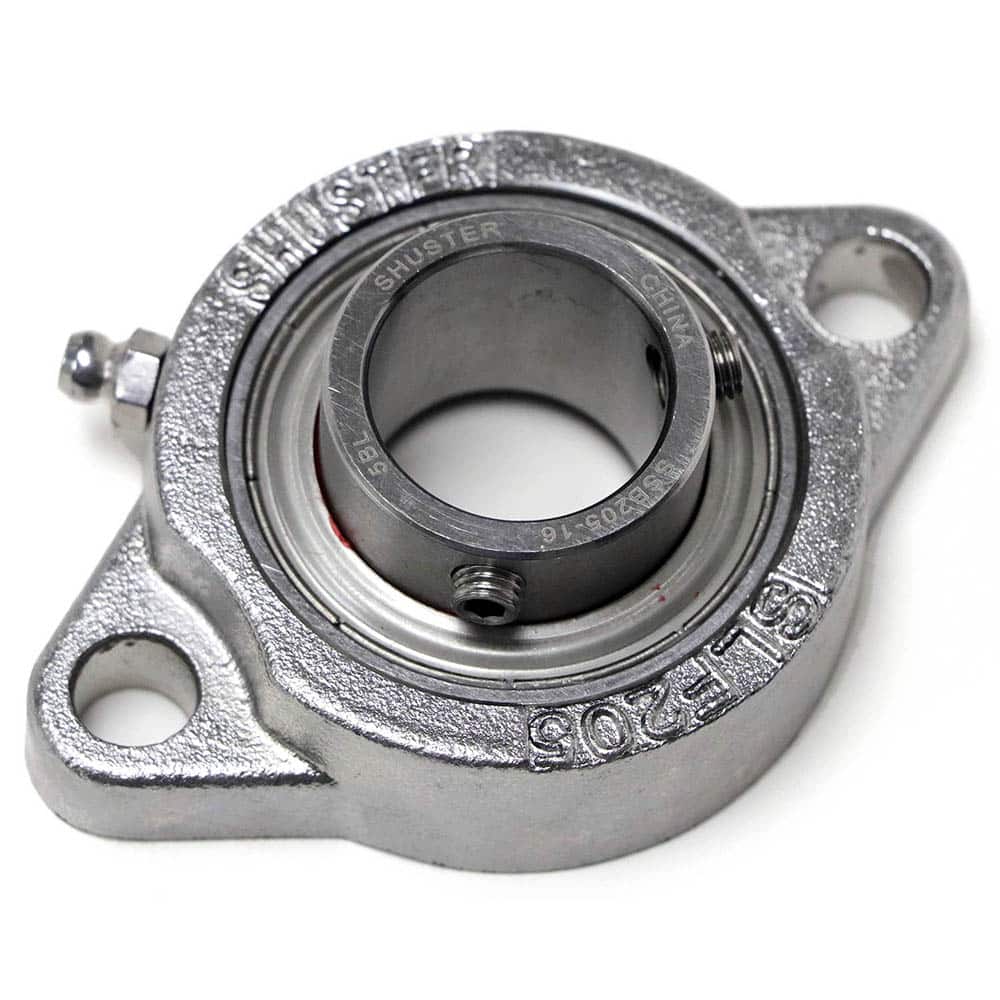 Shuster - SSBSLF201-8, 1/2" ID, 56mm OAL x 81mm OAH x 1" Wide, 2-Bolt Flange Bearing - Exact Tooling