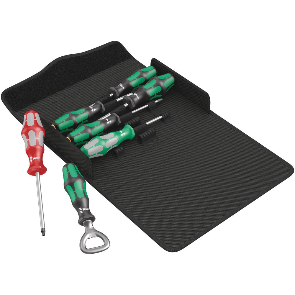 Wera - Screwdriver Sets; Screwdriver Types Included: Phillips; Slotted; Square ; Number of Pieces: 7.000 ; Slotted: Yes ; Case Type: Textile Case ; Square: Yes ; Phillips Point Size: #1 - Exact Tooling