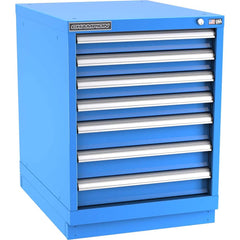 Champion Tool Storage - Modular Storage Cabinets; Type: Desk-Height Narrow Width Drawer Cabinet ; Number of Drawers: 7.000 ; Height (Inch): 29-7/8 ; Width (Inch): 22-3/16 ; Depth (Inch): 28-1/2 ; Color: Bright Blue - Exact Tooling