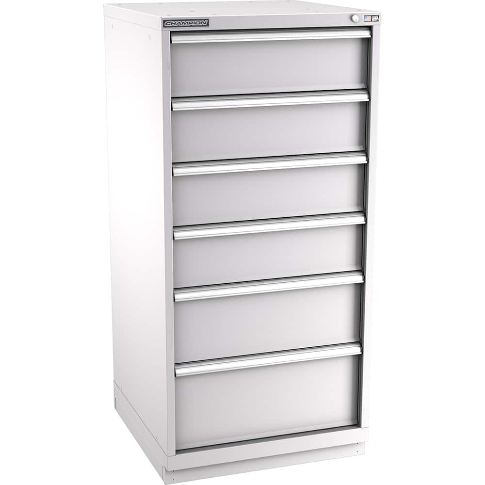 Champion Tool Storage - Modular Storage Cabinets; Type: Eye-Level Standard Width Drawer Cabinet ; Number of Drawers: 6.000 ; Height (Inch): 59-1/2 ; Width (Inch): 28-1/4 ; Depth (Inch): 28-1/2 ; Color: Light Gray - Exact Tooling
