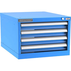 Champion Tool Storage - Modular Storage Cabinets; Type: Under-Desk Narrow Width Drawer Cabinet ; Number of Drawers: 4.000 ; Height (Inch): 15-3/4 ; Width (Inch): 22-3/16 ; Depth (Inch): 28-1/2 ; Color: Bright Blue - Exact Tooling