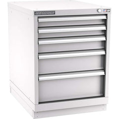 Champion Tool Storage - Modular Storage Cabinets; Type: Desk-Height Narrow Width Drawer Cabinet ; Number of Drawers: 5.000 ; Height (Inch): 29-7/8 ; Width (Inch): 22-3/16 ; Depth (Inch): 28-1/2 ; Color: Light Gray - Exact Tooling