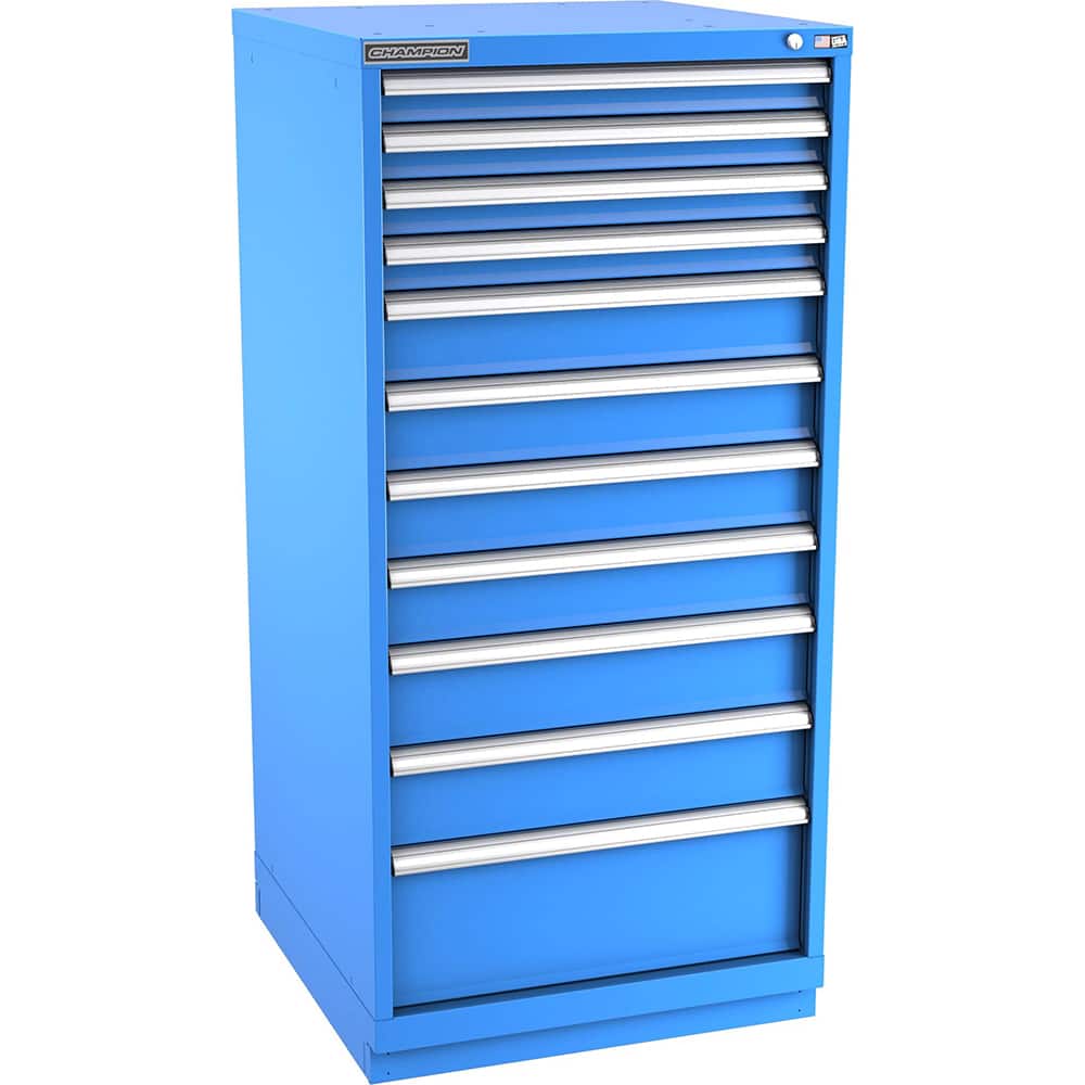 Champion Tool Storage - Modular Storage Cabinets; Type: Eye-Level Standard Width Drawer Cabinet ; Number of Drawers: 11.000 ; Height (Inch): 59-1/2 ; Width (Inch): 28-1/4 ; Depth (Inch): 28-1/2 ; Color: Bright Blue - Exact Tooling