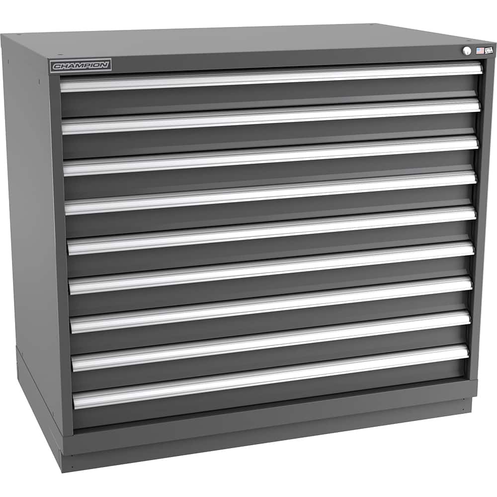 Champion Tool Storage - Modular Storage Cabinets; Type: Counter-Height Extra Width Drawer Cabinet ; Number of Drawers: 9.000 ; Height (Inch): 41-3/4 ; Width (Inch): 47 ; Depth (Inch): 28-1/2 ; Color: Dark Gray - Exact Tooling