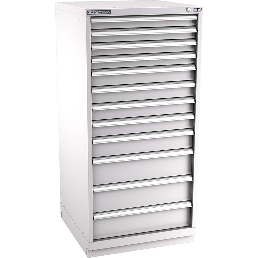 Champion Tool Storage - Modular Storage Cabinets; Type: Eye-Level Standard Width Drawer Cabinet ; Number of Drawers: 12.000 ; Height (Inch): 59-1/2 ; Width (Inch): 28-1/4 ; Depth (Inch): 28-1/2 ; Color: Light Gray - Exact Tooling