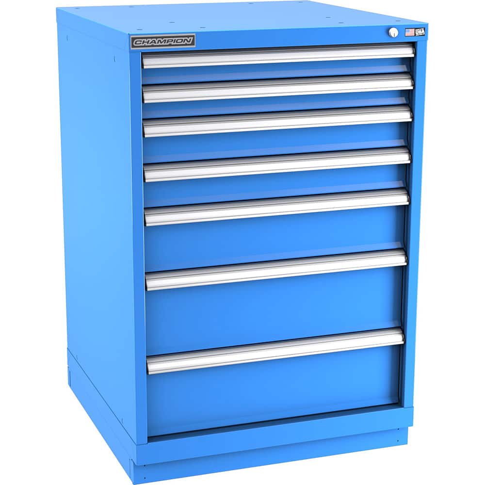 Champion Tool Storage - Modular Storage Cabinets; Type: Counter-Height Standard Width Drawer Cabinet ; Number of Drawers: 7.000 ; Height (Inch): 41-3/4 ; Width (Inch): 28-1/4 ; Depth (Inch): 28-1/2 ; Color: Bright Blue - Exact Tooling