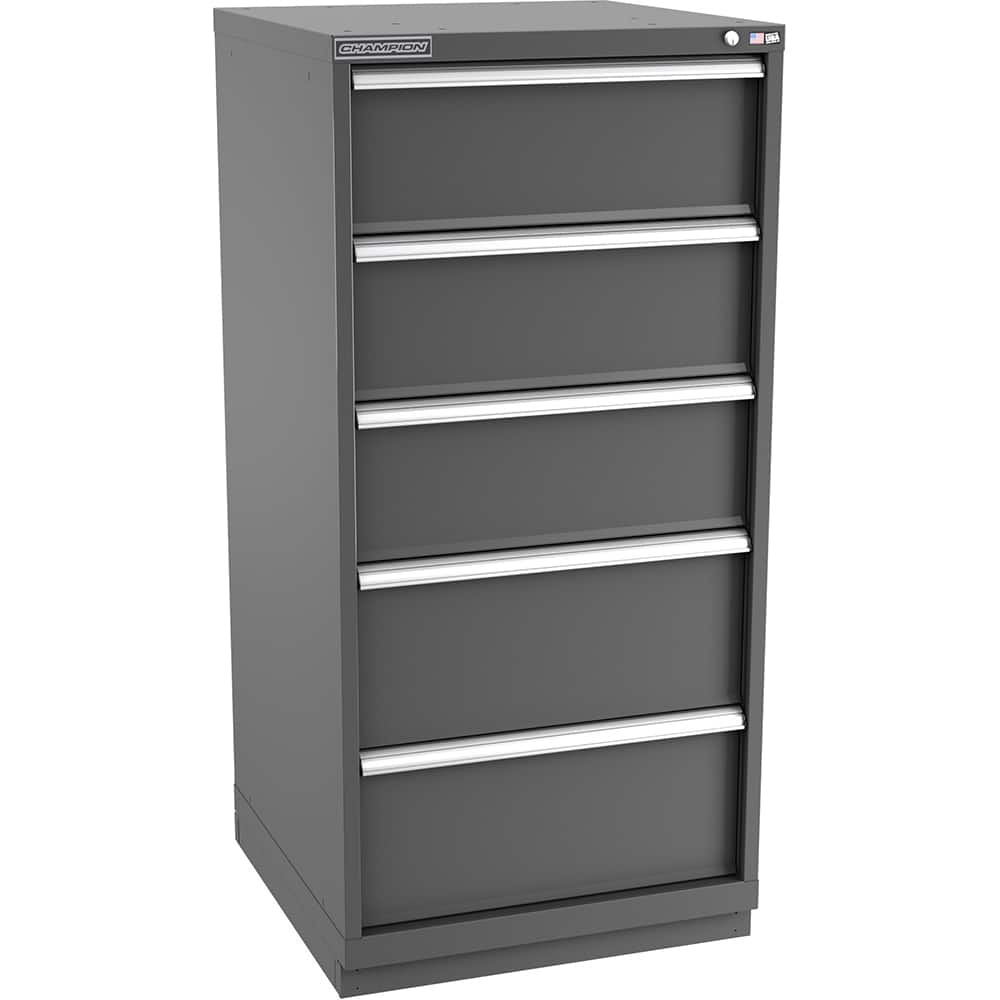 Champion Tool Storage - Modular Storage Cabinets; Type: Eye-Level Standard Width Drawer Cabinet ; Number of Drawers: 5.000 ; Height (Inch): 59-1/2 ; Width (Inch): 28-1/4 ; Depth (Inch): 28-1/2 ; Color: Dark Gray - Exact Tooling