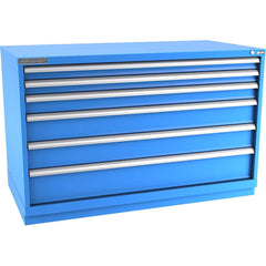 Champion Tool Storage - Modular Storage Cabinets; Type: Bench-Height Double Width Drawer Cabinet ; Number of Drawers: 6.000 ; Height (Inch): 35-7/8 ; Width (Inch): 56-1/2 ; Depth (Inch): 28-1/2 ; Color: Bright Blue - Exact Tooling