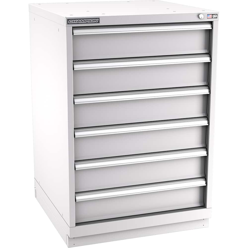 Champion Tool Storage - Modular Storage Cabinets; Type: Counter-Height Standard Width Drawer Cabinet ; Number of Drawers: 6.000 ; Height (Inch): 41-3/4 ; Width (Inch): 28-1/4 ; Depth (Inch): 28-1/2 ; Color: Light Gray - Exact Tooling