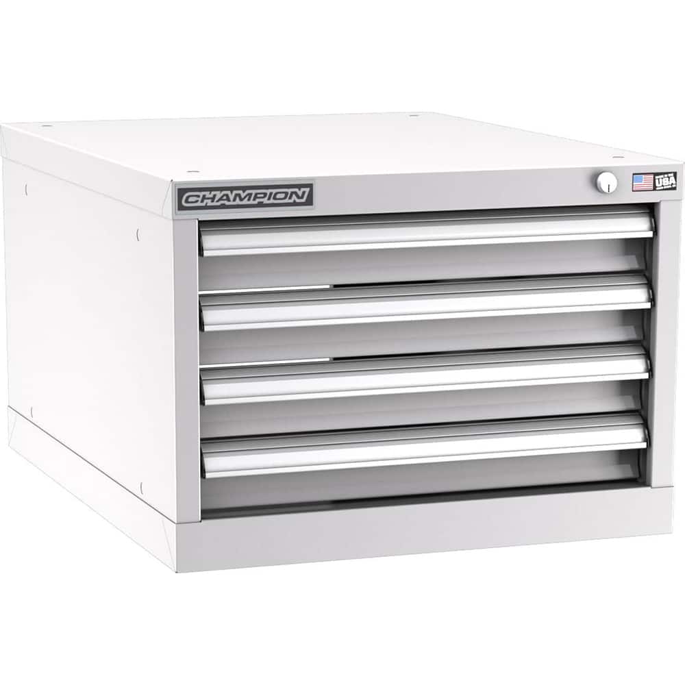 Champion Tool Storage - Modular Storage Cabinets; Type: Under-Desk Narrow Width Drawer Cabinet ; Number of Drawers: 4.000 ; Height (Inch): 15-3/4 ; Width (Inch): 22-3/16 ; Depth (Inch): 28-1/2 ; Color: Light Gray - Exact Tooling