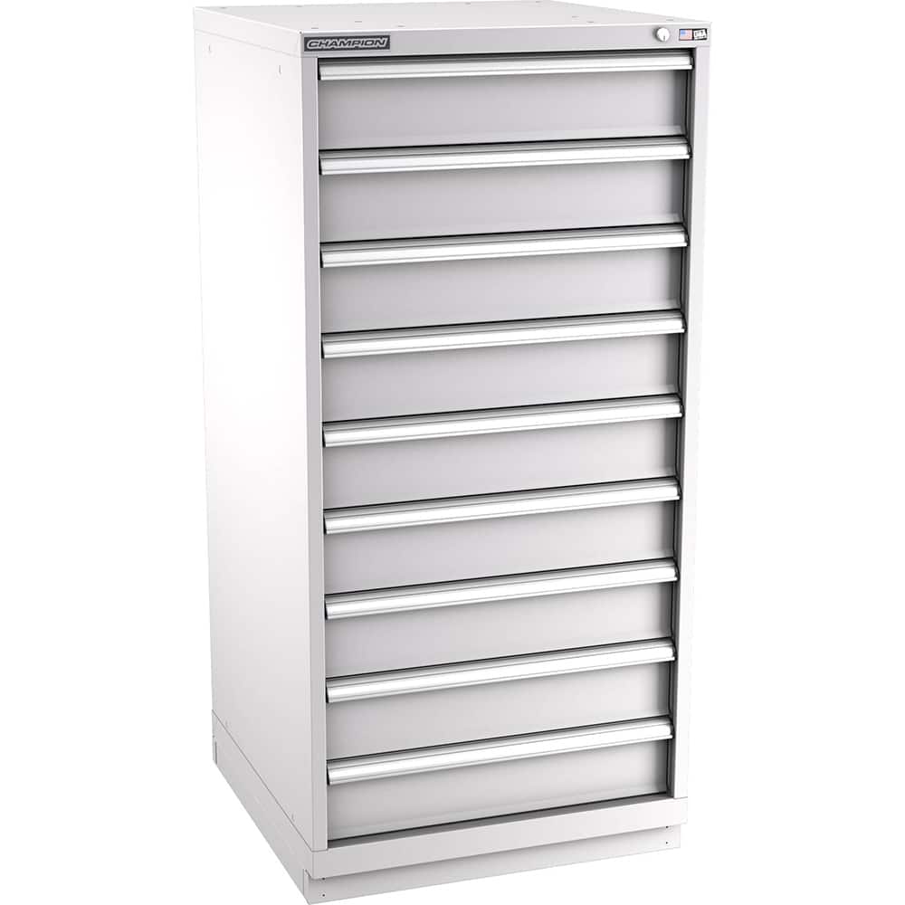 Champion Tool Storage - Modular Storage Cabinets; Type: Eye-Level Standard Width Drawer Cabinet ; Number of Drawers: 9.000 ; Height (Inch): 59-1/2 ; Width (Inch): 28-1/4 ; Depth (Inch): 28-1/2 ; Color: Light Gray - Exact Tooling
