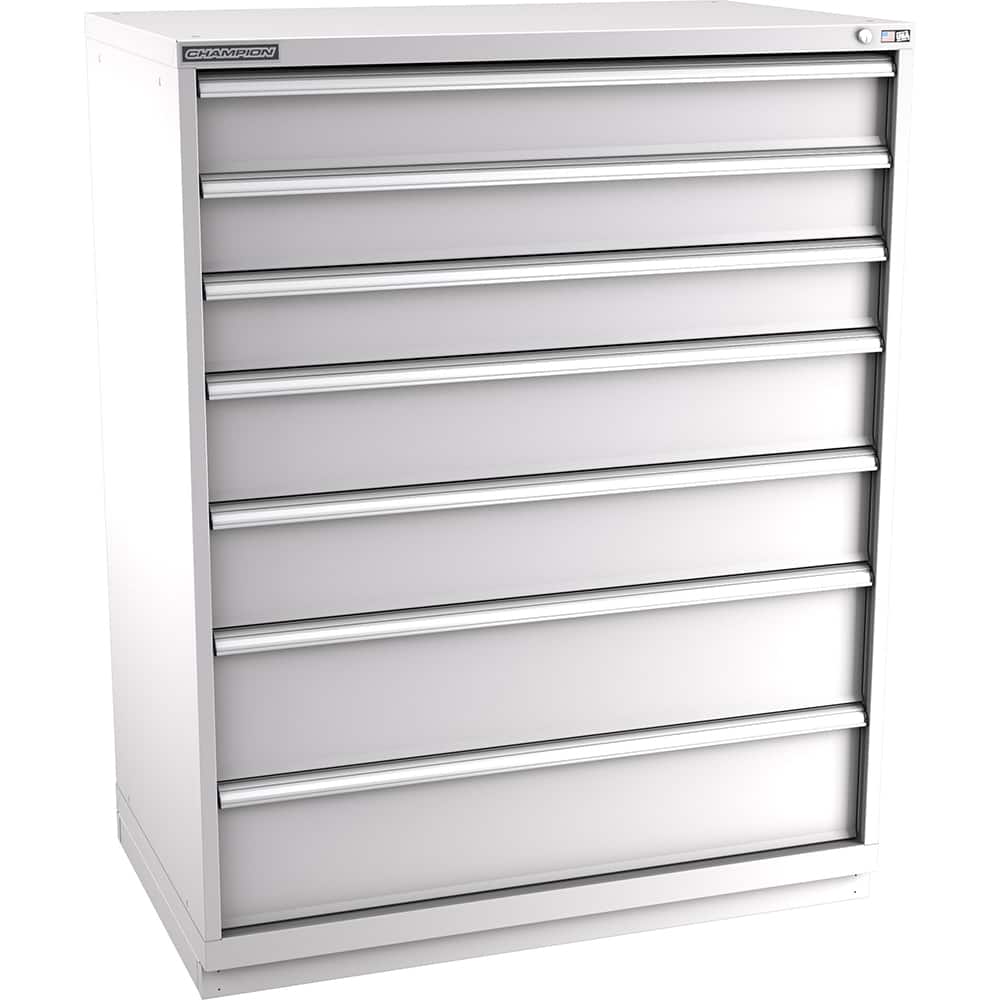 Champion Tool Storage - Modular Storage Cabinets; Type: Eye-Level Extra Width Drawer Cabinet ; Number of Drawers: 7.000 ; Height (Inch): 59-1/2 ; Width (Inch): 47 ; Depth (Inch): 28-1/2 ; Color: Light Gray - Exact Tooling