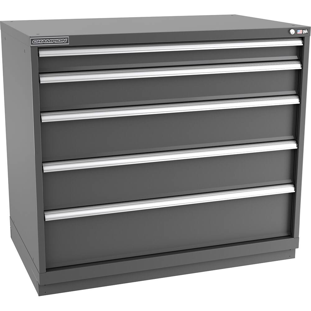 Champion Tool Storage - Modular Storage Cabinets; Type: Counter-Height Extra Width Drawer Cabinet ; Number of Drawers: 5.000 ; Height (Inch): 41-3/4 ; Width (Inch): 47 ; Depth (Inch): 28-1/2 ; Color: Dark Gray - Exact Tooling