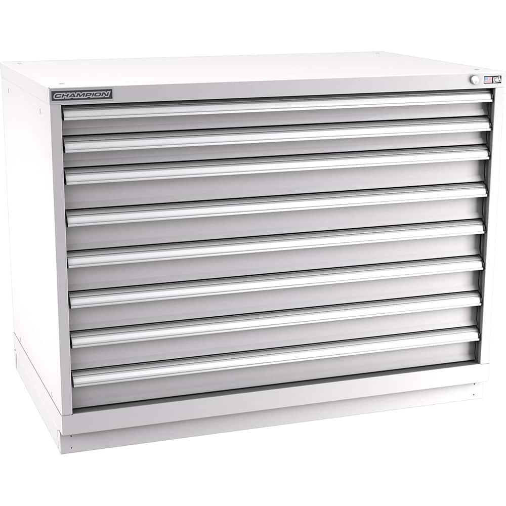 Champion Tool Storage - Modular Storage Cabinets; Type: Bench-Height Extra Width Drawer Cabinet ; Number of Drawers: 8.000 ; Height (Inch): 35-7/8 ; Width (Inch): 47 ; Depth (Inch): 28-1/2 ; Color: Light Gray - Exact Tooling