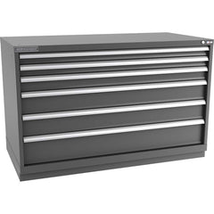 Champion Tool Storage - Modular Storage Cabinets; Type: Bench-Height Double Width Drawer Cabinet ; Number of Drawers: 6.000 ; Height (Inch): 35-7/8 ; Width (Inch): 56-1/2 ; Depth (Inch): 28-1/2 ; Color: Dark Gray - Exact Tooling