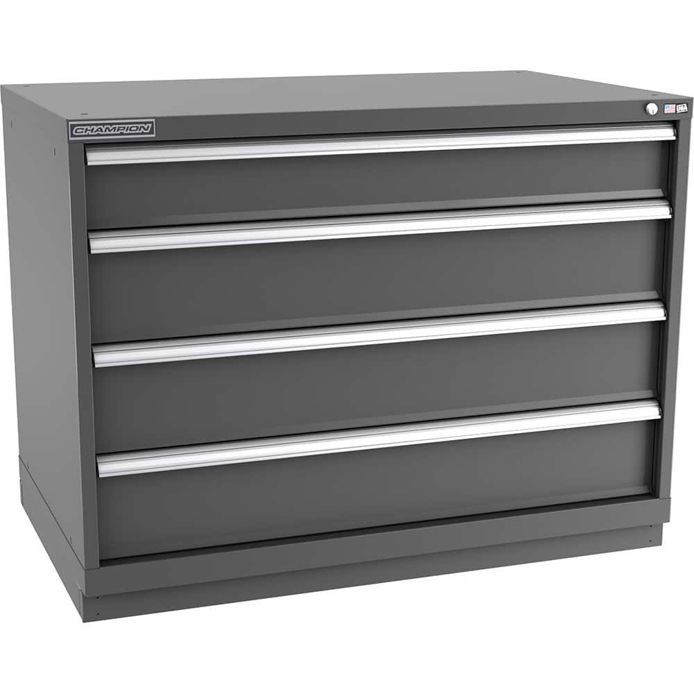 Champion Tool Storage - Modular Storage Cabinets; Type: Bench-Height Extra Width Drawer Cabinet ; Number of Drawers: 4.000 ; Height (Inch): 35-7/8 ; Width (Inch): 47 ; Depth (Inch): 28-1/2 ; Color: Dark Gray - Exact Tooling