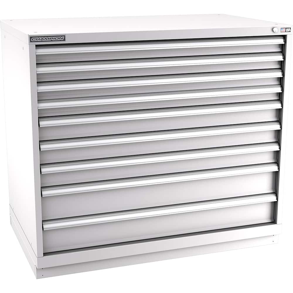Champion Tool Storage - Modular Storage Cabinets; Type: Counter-Height Extra Width Drawer Cabinet ; Number of Drawers: 9.000 ; Height (Inch): 41-3/4 ; Width (Inch): 47 ; Depth (Inch): 28-1/2 ; Color: Light Gray - Exact Tooling