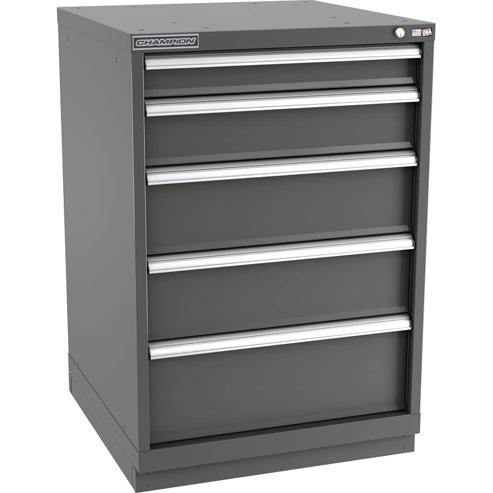 Champion Tool Storage - Modular Storage Cabinets; Type: Counter-Height Standard Width Drawer Cabinet ; Number of Drawers: 5.000 ; Height (Inch): 41-3/4 ; Width (Inch): 28-1/4 ; Depth (Inch): 28-1/2 ; Color: Dark Gray - Exact Tooling