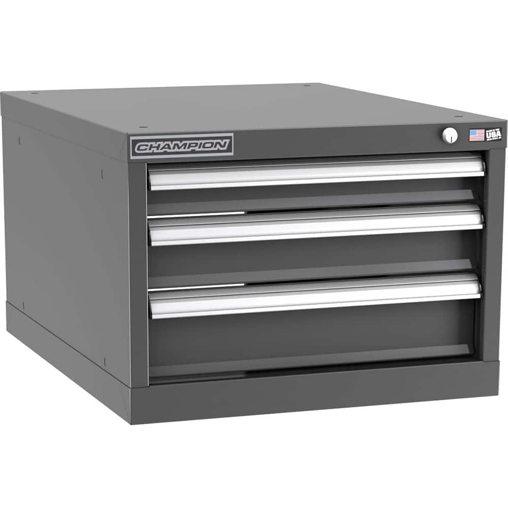 Champion Tool Storage - Modular Storage Cabinets; Type: Under-Desk Narrow Width Drawer Cabinet ; Number of Drawers: 3.000 ; Height (Inch): 15-3/4 ; Width (Inch): 22-3/16 ; Depth (Inch): 28-1/2 ; Color: Dark Gray - Exact Tooling