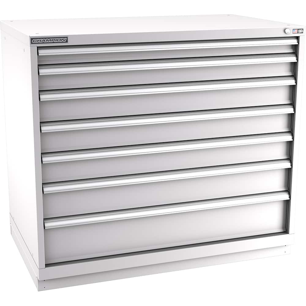 Champion Tool Storage - Modular Storage Cabinets; Type: Counter-Height Extra Width Drawer Cabinet ; Number of Drawers: 7.000 ; Height (Inch): 41-3/4 ; Width (Inch): 47 ; Depth (Inch): 28-1/2 ; Color: Light Gray - Exact Tooling