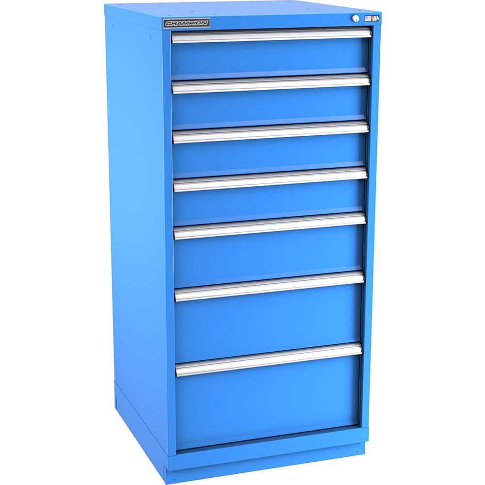 Champion Tool Storage - Modular Storage Cabinets; Type: Eye-Level Standard Width Drawer Cabinet ; Number of Drawers: 7.000 ; Height (Inch): 59-1/2 ; Width (Inch): 28-1/4 ; Depth (Inch): 28-1/2 ; Color: Bright Blue - Exact Tooling