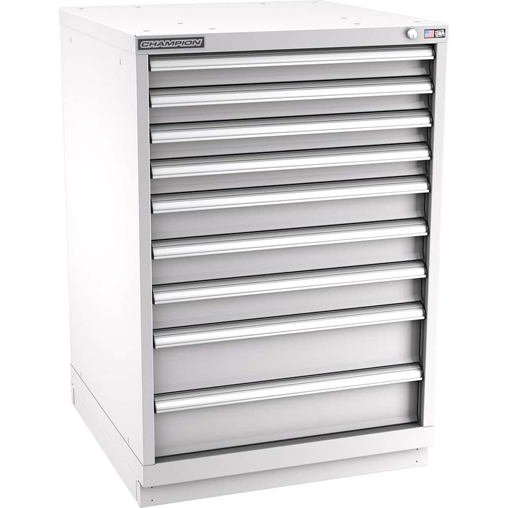 Champion Tool Storage - Modular Storage Cabinets; Type: Counter-Height Standard Width Drawer Cabinet ; Number of Drawers: 9.000 ; Height (Inch): 41-3/4 ; Width (Inch): 28-1/4 ; Depth (Inch): 28-1/2 ; Color: Light Gray - Exact Tooling