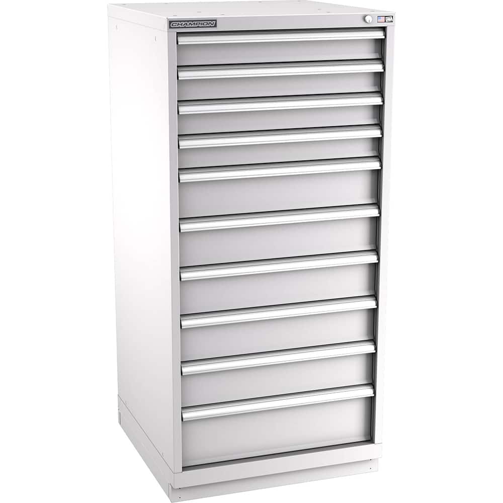 Champion Tool Storage - Modular Storage Cabinets; Type: Eye-Level Standard Width Drawer Cabinet ; Number of Drawers: 10.000 ; Height (Inch): 59-1/2 ; Width (Inch): 28-1/4 ; Depth (Inch): 28-1/2 ; Color: Light Gray - Exact Tooling