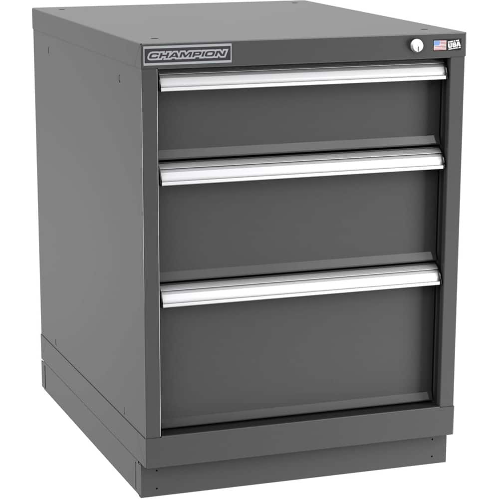 Champion Tool Storage - Modular Storage Cabinets; Type: Desk-Height Narrow Width Drawer Cabinet ; Number of Drawers: 3.000 ; Height (Inch): 29-7/8 ; Width (Inch): 22-3/16 ; Depth (Inch): 28-1/2 ; Color: Dark Gray - Exact Tooling
