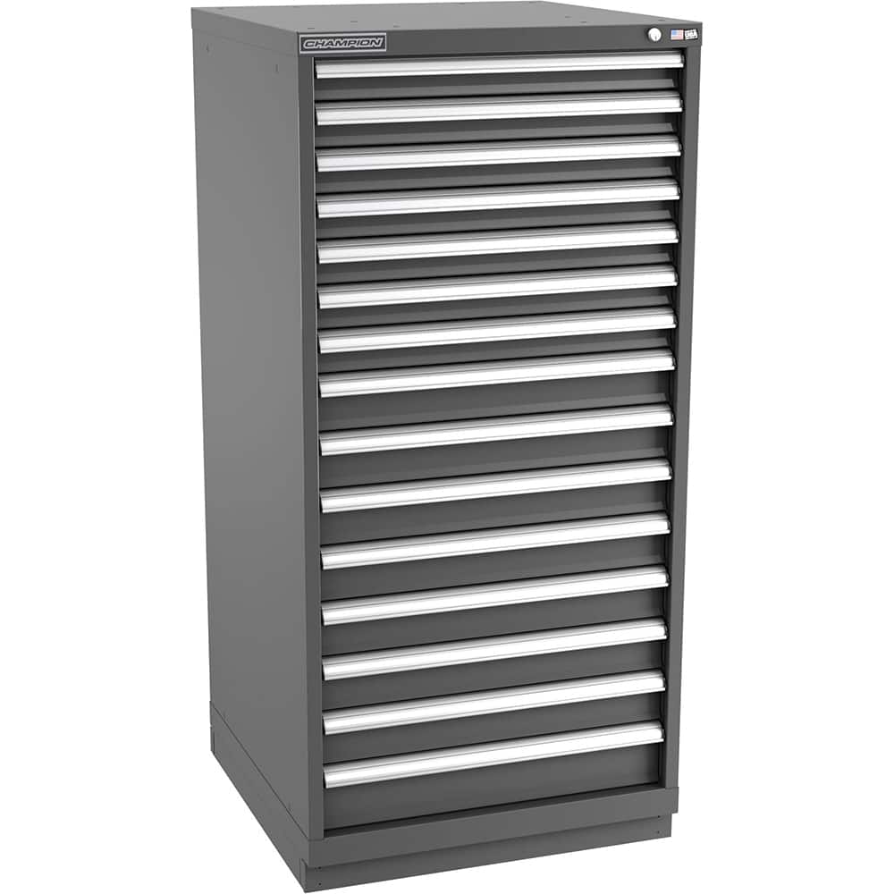 Champion Tool Storage - Modular Storage Cabinets; Type: Eye-Level Standard Width Drawer Cabinet ; Number of Drawers: 15.000 ; Height (Inch): 59-1/2 ; Width (Inch): 28-1/4 ; Depth (Inch): 28-1/2 ; Color: Dark Gray - Exact Tooling