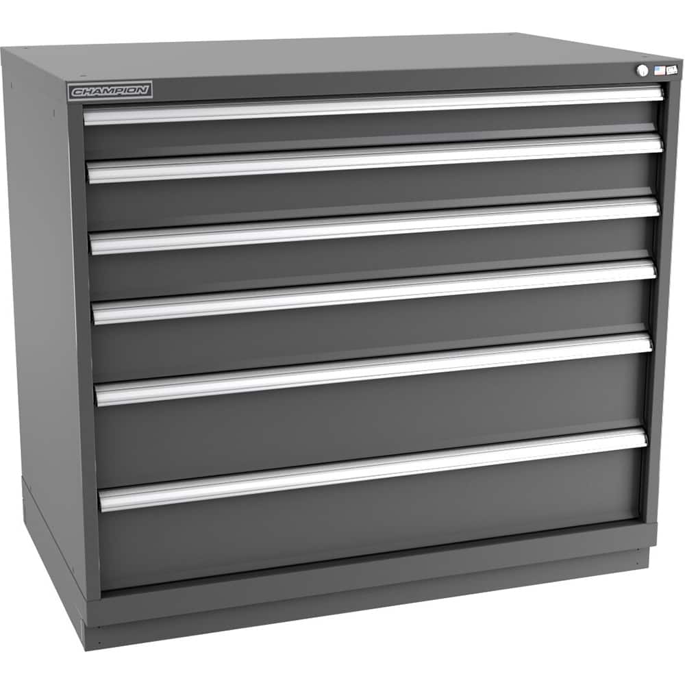 Champion Tool Storage - Modular Storage Cabinets; Type: Counter-Height Extra Width Drawer Cabinet ; Number of Drawers: 6.000 ; Height (Inch): 41-3/4 ; Width (Inch): 47 ; Depth (Inch): 28-1/2 ; Color: Dark Gray - Exact Tooling