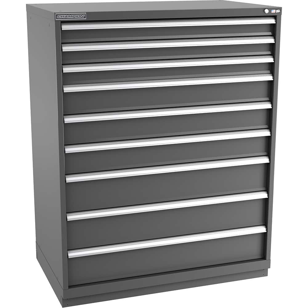 Champion Tool Storage - Modular Storage Cabinets; Type: Eye-Level Extra Width Drawer Cabinet ; Number of Drawers: 9.000 ; Height (Inch): 59-1/2 ; Width (Inch): 47 ; Depth (Inch): 28-1/2 ; Color: Dark Gray - Exact Tooling