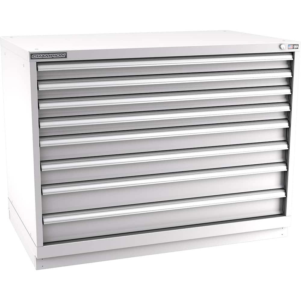 Champion Tool Storage - Modular Storage Cabinets; Type: Bench-Height Extra Width Drawer Cabinet ; Number of Drawers: 8.000 ; Height (Inch): 35-7/8 ; Width (Inch): 47 ; Depth (Inch): 28-1/2 ; Color: Light Gray - Exact Tooling