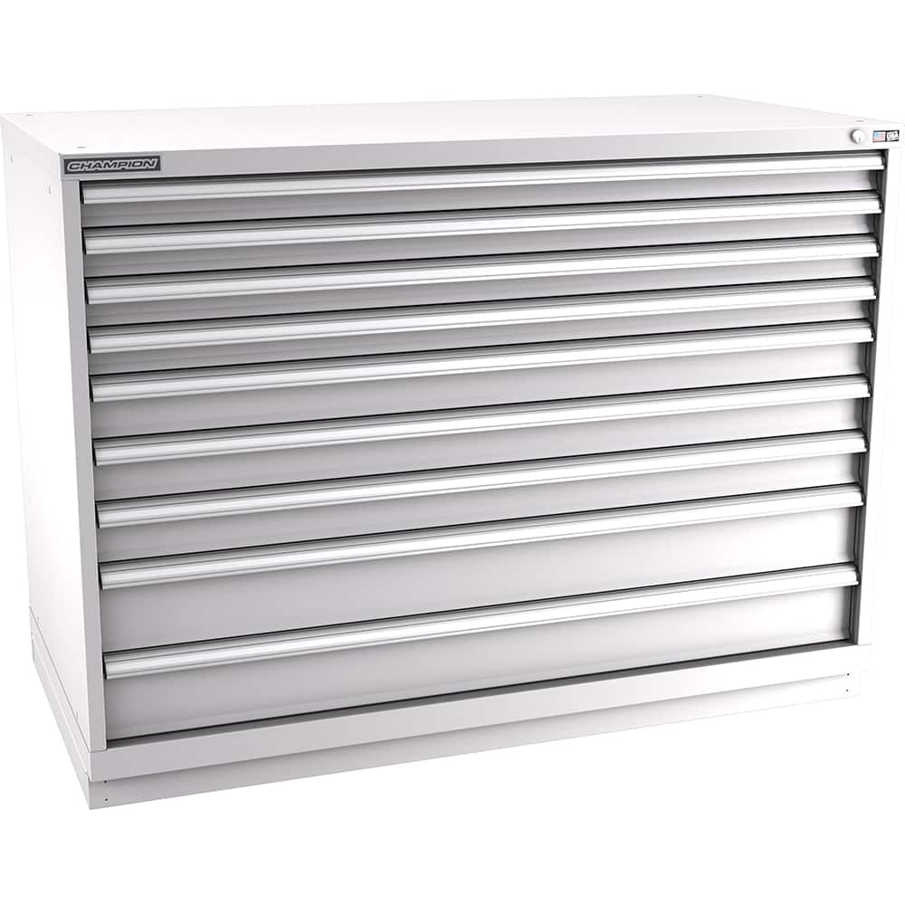 Champion Tool Storage - Modular Storage Cabinets; Type: Counter-Height Double Width Drawer Cabinet ; Number of Drawers: 9.000 ; Height (Inch): 41-3/4 ; Width (Inch): 56-1/2 ; Depth (Inch): 28-1/2 ; Color: Light Gray - Exact Tooling