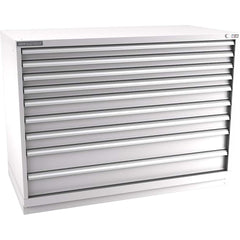 Champion Tool Storage - Modular Storage Cabinets; Type: Counter-Height Double Width Drawer Cabinet ; Number of Drawers: 9.000 ; Height (Inch): 41-3/4 ; Width (Inch): 56-1/2 ; Depth (Inch): 28-1/2 ; Color: Light Gray - Exact Tooling