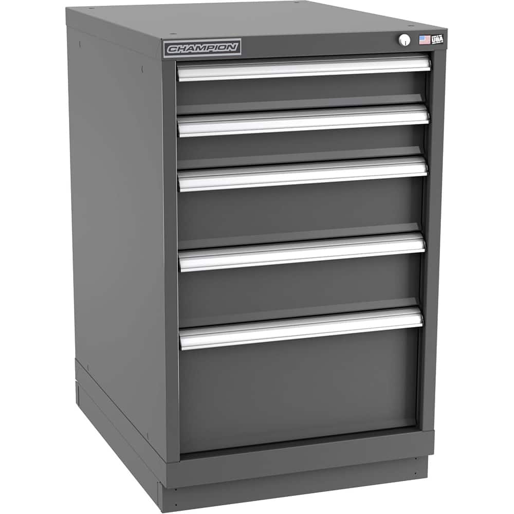 Champion Tool Storage - Modular Storage Cabinets; Type: Bench-Height Narrow Width Drawer Cabinet ; Number of Drawers: 5.000 ; Height (Inch): 35-7/8 ; Width (Inch): 22-3/16 ; Depth (Inch): 28-1/2 ; Color: Dark Gray - Exact Tooling