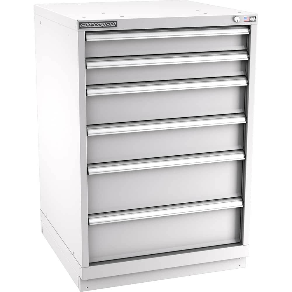 Champion Tool Storage - Modular Storage Cabinets; Type: Counter-Height Standard Width Drawer Cabinet ; Number of Drawers: 6.000 ; Height (Inch): 41-3/4 ; Width (Inch): 28-1/4 ; Depth (Inch): 28-1/2 ; Color: Light Gray - Exact Tooling