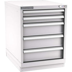 Champion Tool Storage - Modular Storage Cabinets; Type: Desk-Height Narrow Width Drawer Cabinet ; Number of Drawers: 5.000 ; Height (Inch): 29-7/8 ; Width (Inch): 22-3/16 ; Depth (Inch): 28-1/2 ; Color: Light Gray - Exact Tooling