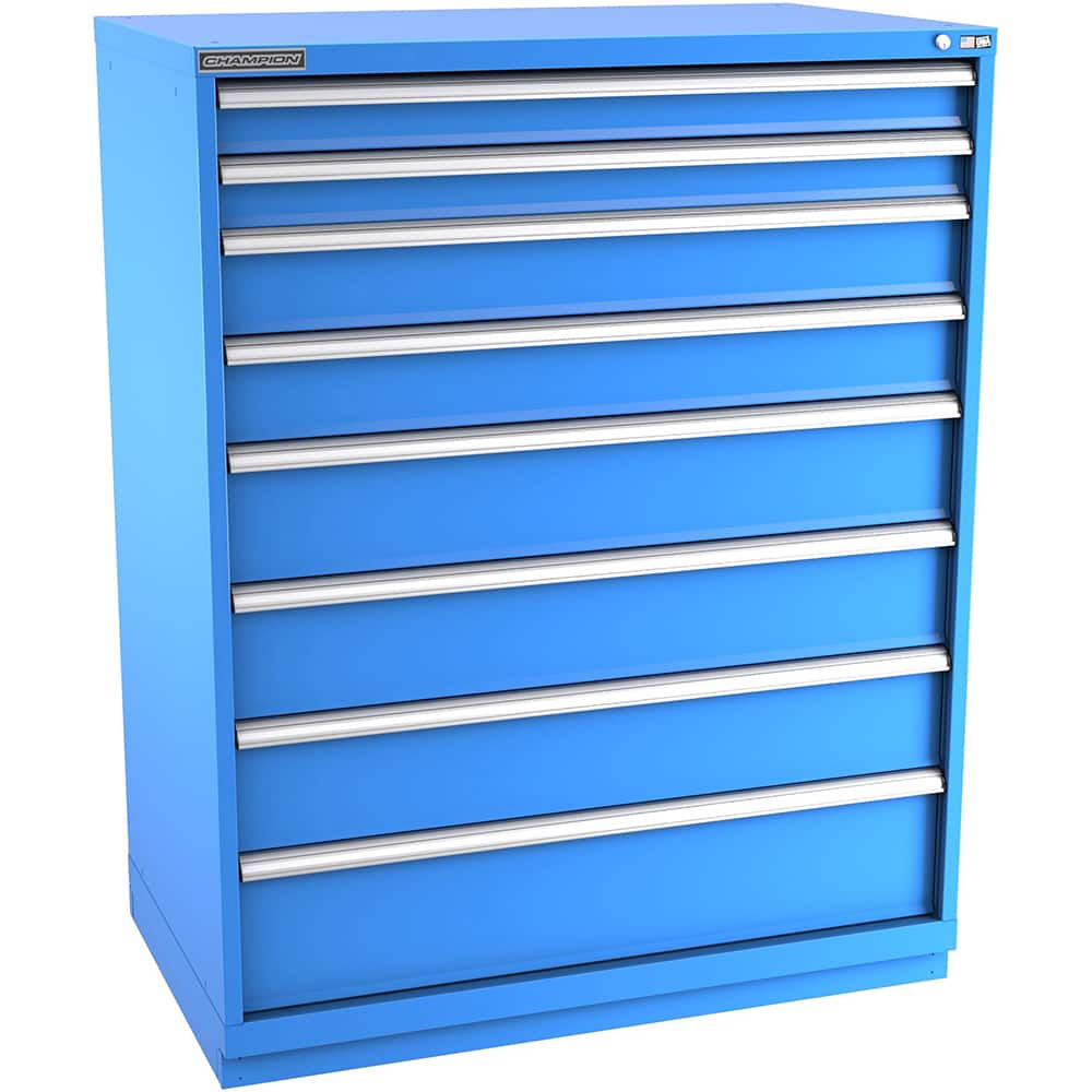 Champion Tool Storage - Modular Storage Cabinets; Type: Eye-Level Extra Width Drawer Cabinet ; Number of Drawers: 8.000 ; Height (Inch): 59-1/2 ; Width (Inch): 47 ; Depth (Inch): 28-1/2 ; Color: Bright Blue - Exact Tooling