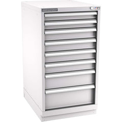 Champion Tool Storage - Modular Storage Cabinets; Type: Counter-Height Narrow Width Drawer Cabinet ; Number of Drawers: 8.000 ; Height (Inch): 41-3/4 ; Width (Inch): 22-3/16 ; Depth (Inch): 28-1/2 ; Color: Light Gray - Exact Tooling