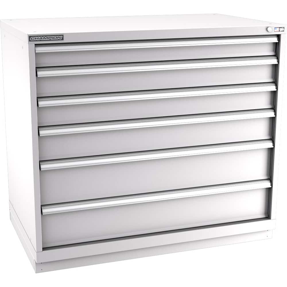 Champion Tool Storage - Modular Storage Cabinets; Type: Counter-Height Extra Width Drawer Cabinet ; Number of Drawers: 6.000 ; Height (Inch): 41-3/4 ; Width (Inch): 47 ; Depth (Inch): 28-1/2 ; Color: Light Gray - Exact Tooling