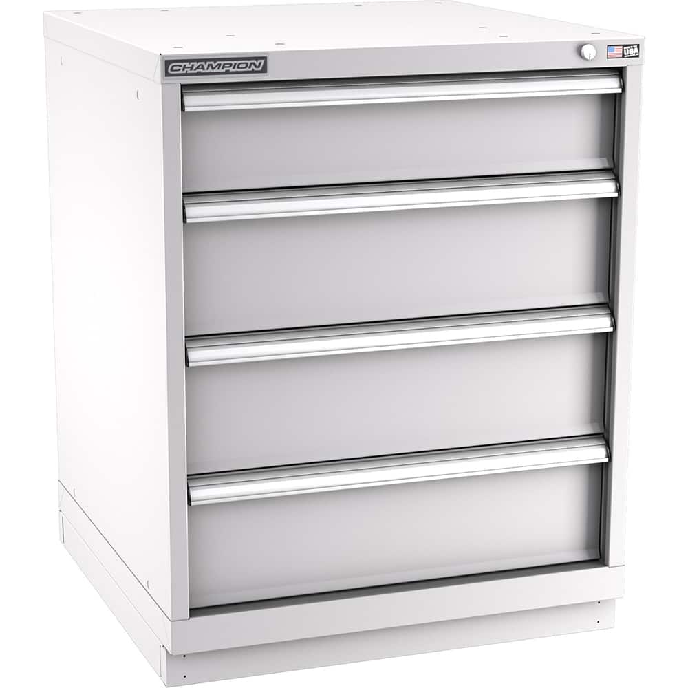 Champion Tool Storage - Modular Storage Cabinets; Type: Bench-Height Standard Width Drawer Cabinet ; Number of Drawers: 4.000 ; Height (Inch): 35-7/8 ; Width (Inch): 28-1/4 ; Depth (Inch): 28-1/2 ; Color: Light Gray - Exact Tooling
