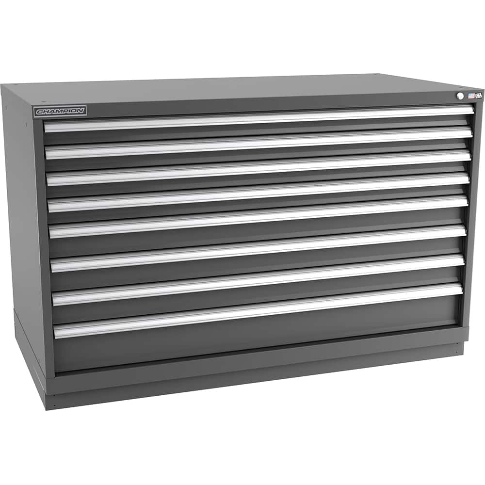 Champion Tool Storage - Modular Storage Cabinets; Type: Bench-Height Double Width Drawer Cabinet ; Number of Drawers: 8.000 ; Height (Inch): 35-7/8 ; Width (Inch): 56-1/2 ; Depth (Inch): 28-1/2 ; Color: Dark Gray - Exact Tooling