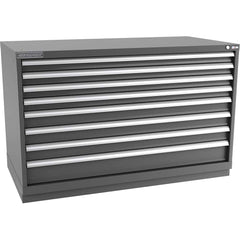 Champion Tool Storage - Modular Storage Cabinets; Type: Bench-Height Double Width Drawer Cabinet ; Number of Drawers: 8.000 ; Height (Inch): 35-7/8 ; Width (Inch): 56-1/2 ; Depth (Inch): 28-1/2 ; Color: Dark Gray - Exact Tooling
