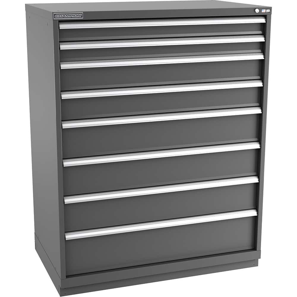 Champion Tool Storage - Modular Storage Cabinets; Type: Eye-Level Extra Width Drawer Cabinet ; Number of Drawers: 8.000 ; Height (Inch): 59-1/2 ; Width (Inch): 47 ; Depth (Inch): 28-1/2 ; Color: Dark Gray - Exact Tooling