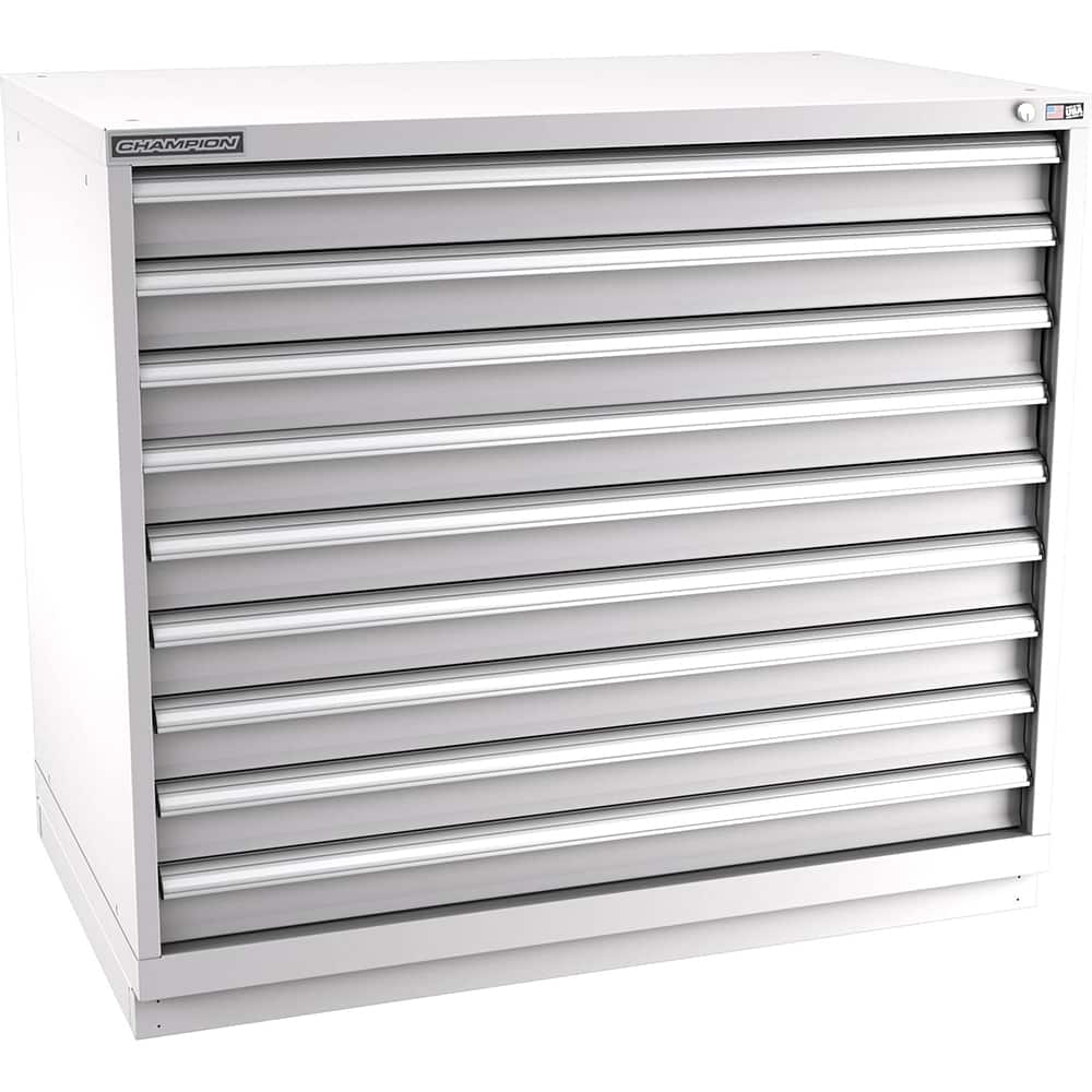 Champion Tool Storage - Modular Storage Cabinets; Type: Counter-Height Extra Width Drawer Cabinet ; Number of Drawers: 9.000 ; Height (Inch): 41-3/4 ; Width (Inch): 47 ; Depth (Inch): 28-1/2 ; Color: Light Gray - Exact Tooling