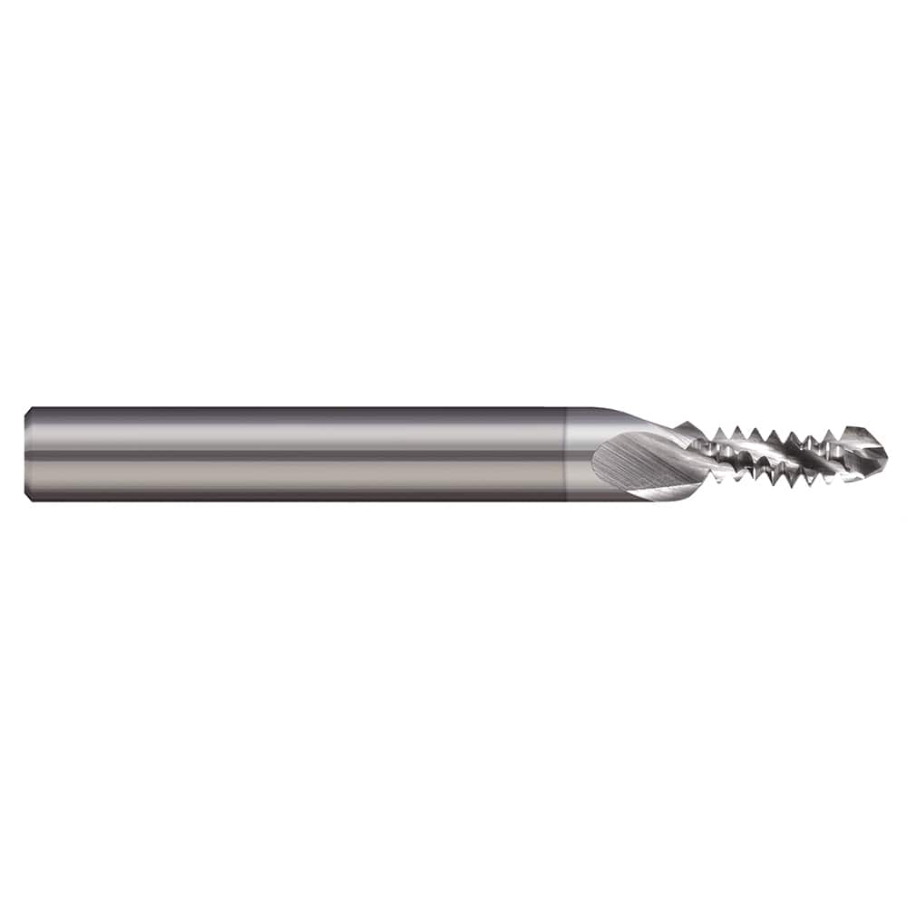 Harvey Tool - Combination Drill & Thread Mill; Thread Size: 7/16-20 ; Material: Solid Carbide ; Length of Cut (Inch): 1.1540 ; Included Angle A: 90 ; Drill Point Angle: 130 ; Shank Diameter (Decimal Inch): 0.5000 - Exact Tooling