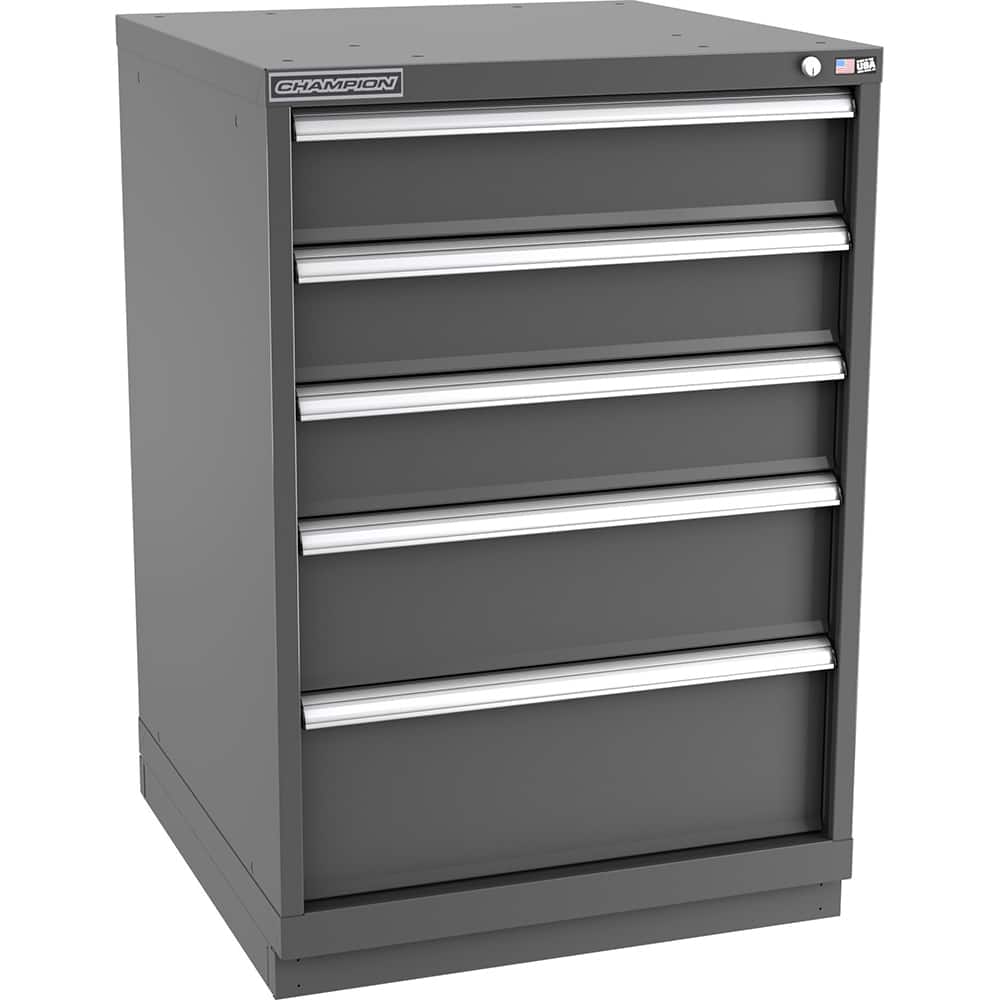 Champion Tool Storage - Modular Storage Cabinets; Type: Counter-Height Standard Width Drawer Cabinet ; Number of Drawers: 5.000 ; Height (Inch): 41-3/4 ; Width (Inch): 28-1/4 ; Depth (Inch): 28-1/2 ; Color: Dark Gray - Exact Tooling