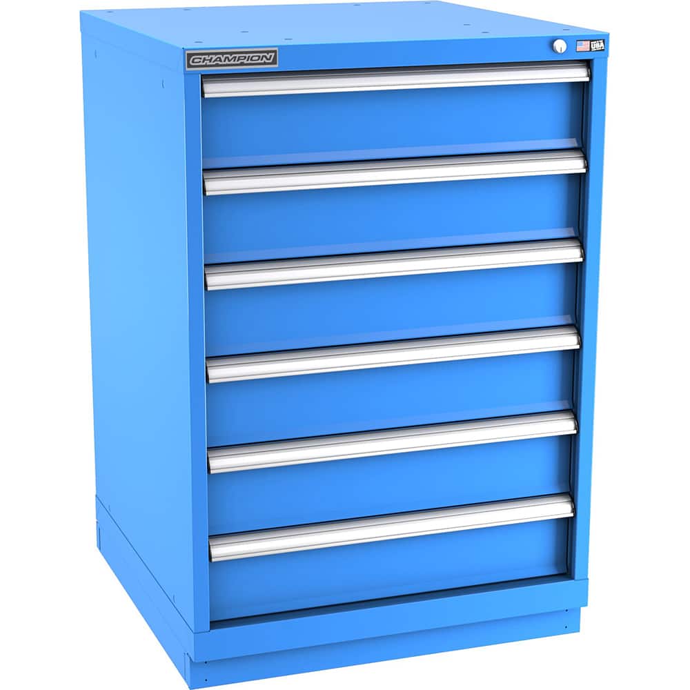 Champion Tool Storage - Modular Storage Cabinets; Type: Counter-Height Standard Width Drawer Cabinet ; Number of Drawers: 6.000 ; Height (Inch): 41-3/4 ; Width (Inch): 28-1/4 ; Depth (Inch): 28-1/2 ; Color: Bright Blue - Exact Tooling