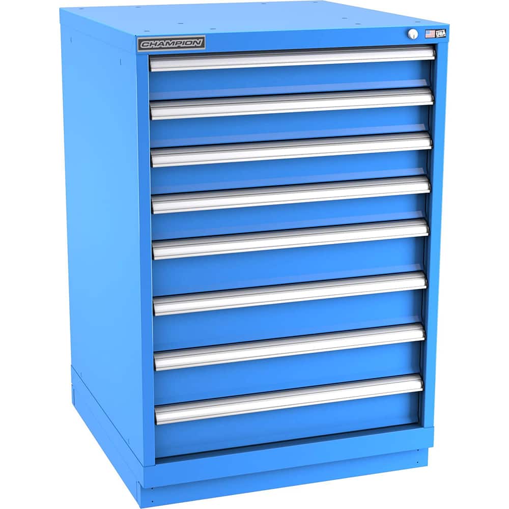 Champion Tool Storage - Modular Storage Cabinets; Type: Counter-Height Standard Width Drawer Cabinet ; Number of Drawers: 8.000 ; Height (Inch): 41-3/4 ; Width (Inch): 28-1/4 ; Depth (Inch): 28-1/2 ; Color: Bright Blue - Exact Tooling