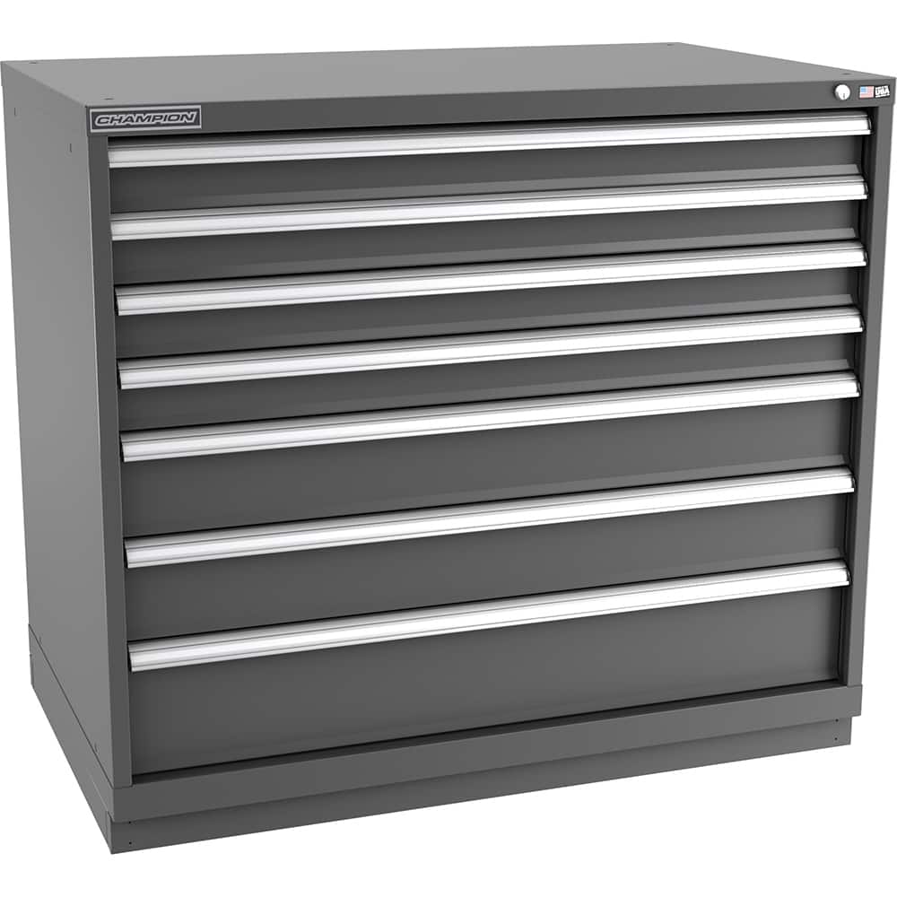 Champion Tool Storage - Modular Storage Cabinets; Type: Counter-Height Extra Width Drawer Cabinet ; Number of Drawers: 7.000 ; Height (Inch): 41-3/4 ; Width (Inch): 47 ; Depth (Inch): 28-1/2 ; Color: Dark Gray - Exact Tooling